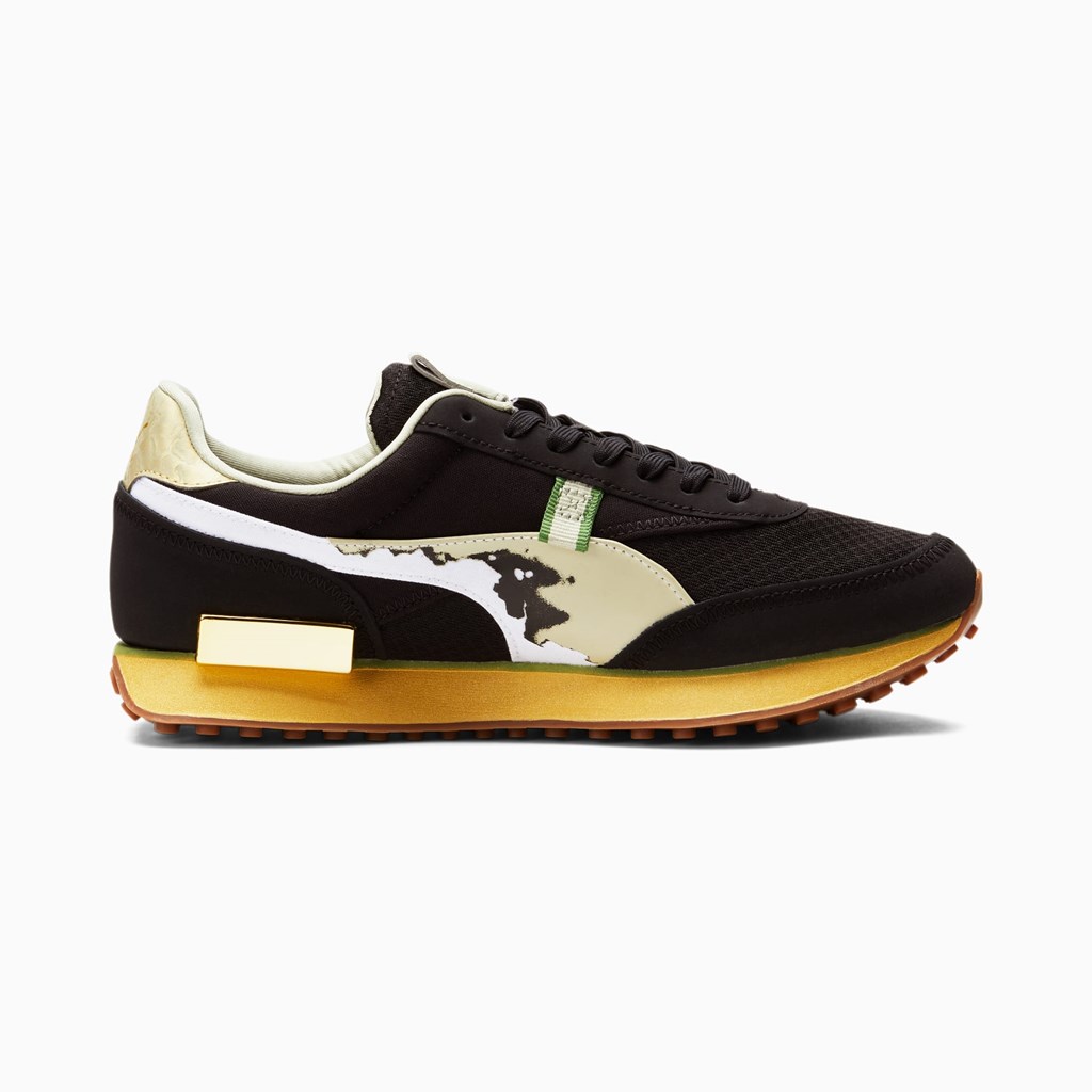 Puma Future Rider Big Spender Sneakers Dame Sort Guld | OH8947512