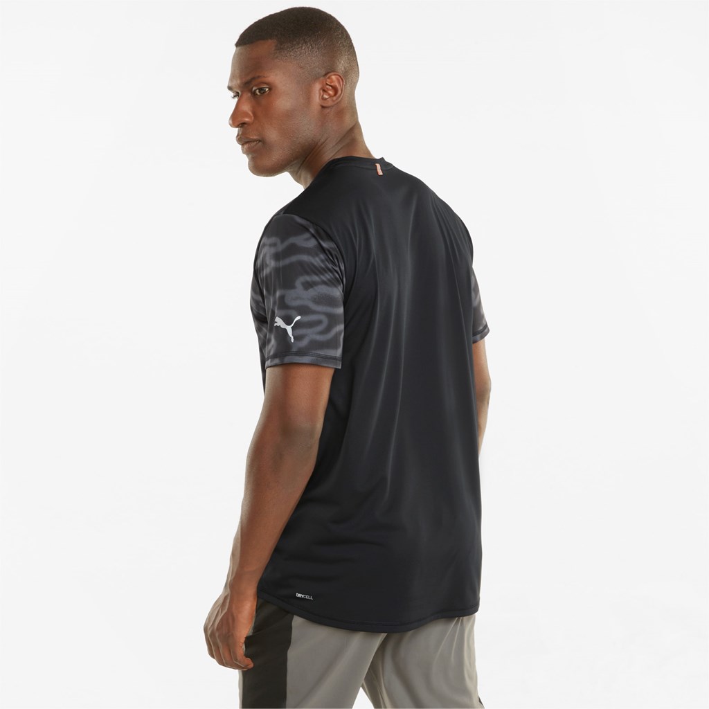 Puma Graphic Kort Sleeve Løbe T-shirt Herre Sort | 647910BCY