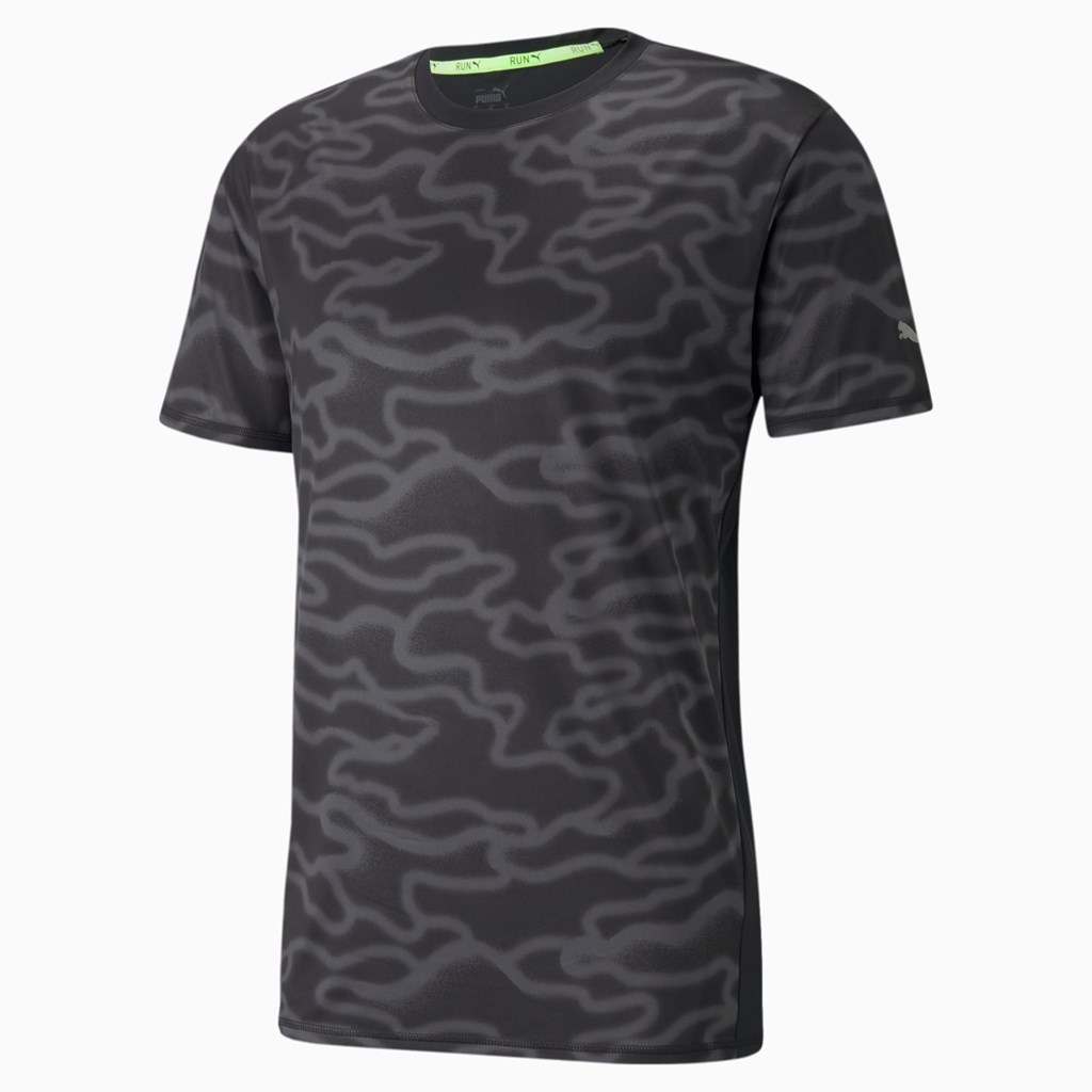 Puma Graphic Kort Sleeve Løbe T-shirt Herre Sort | 647910BCY