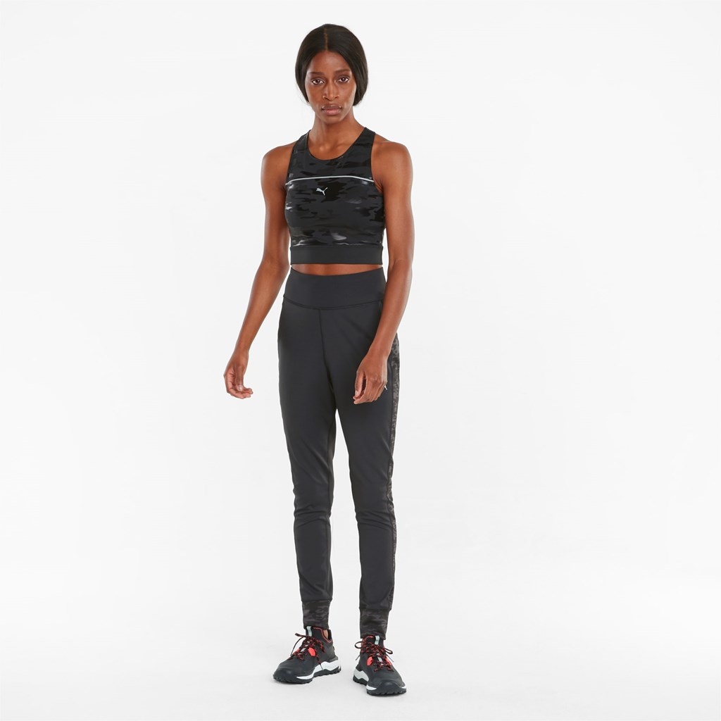 Puma High Shine Cropped Løbe Tank Tops Dame Sort | PG4107382