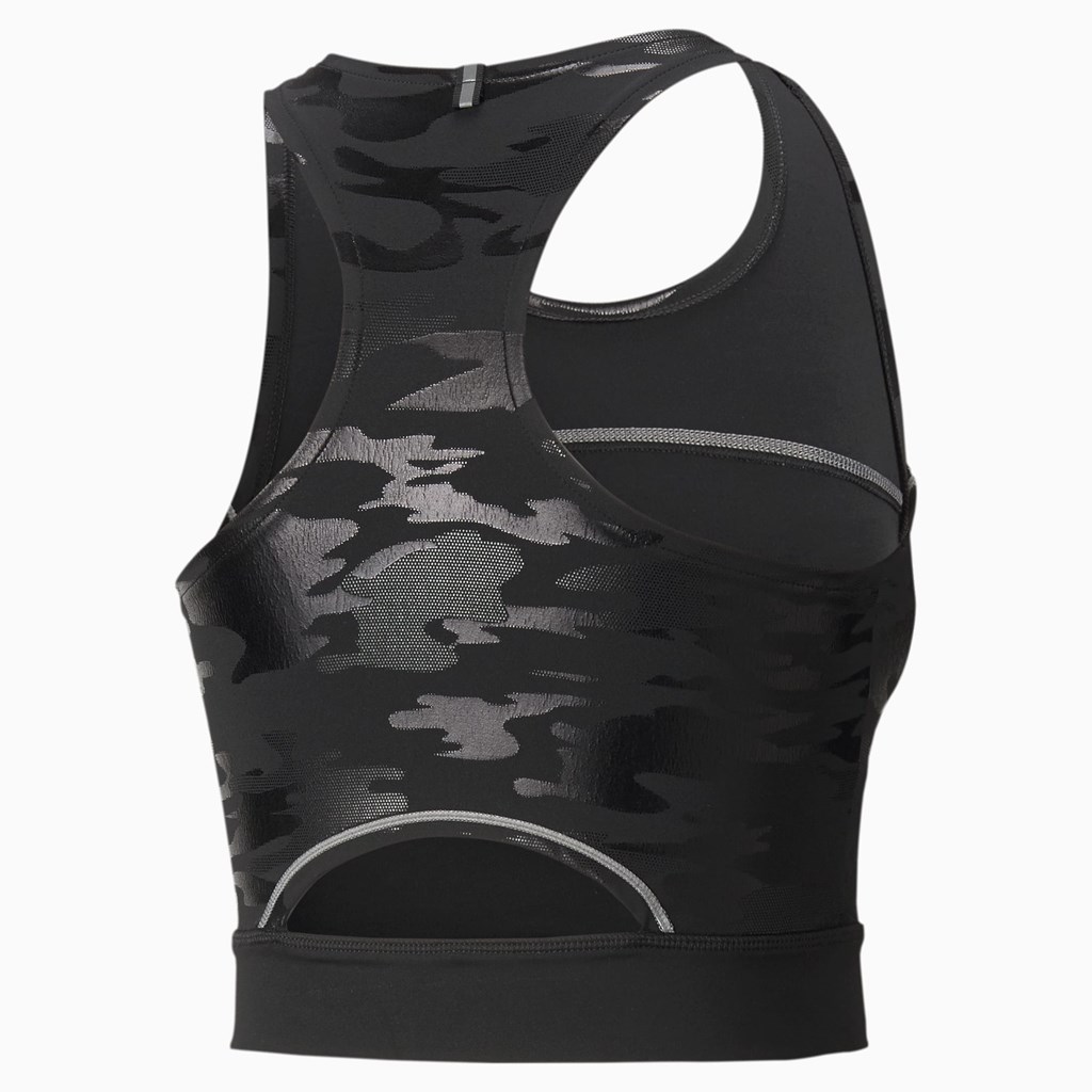 Puma High Shine Cropped Løbe Tank Tops Dame Sort | PG4107382