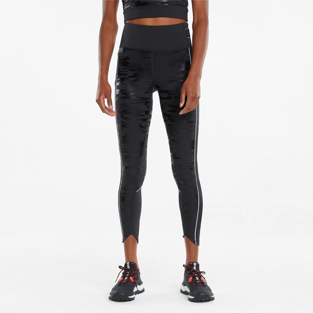 Puma High Shine High Waisted 7/8 Løbe Leggings Dame Sort | 412896HUG