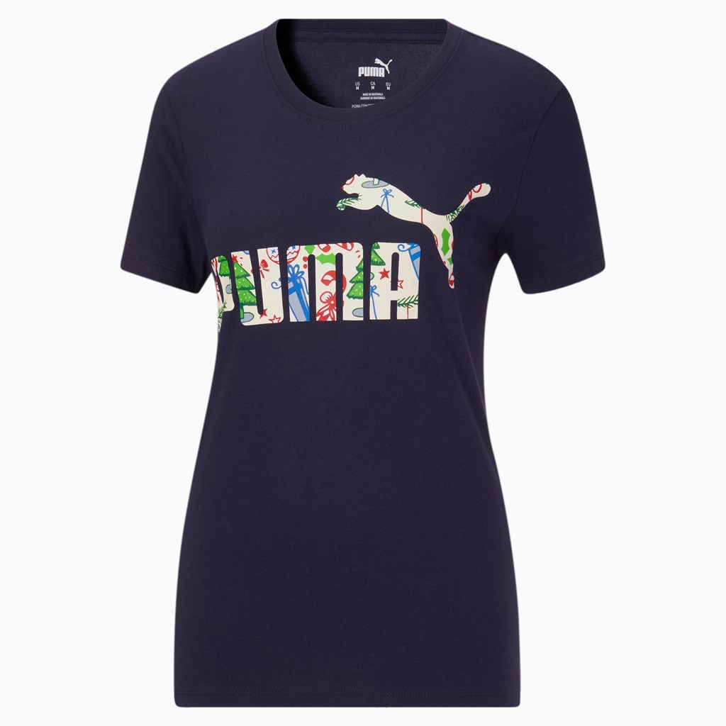 Puma Holiday Fill Løbe T-shirt Dame Peacoat | 264189JDW