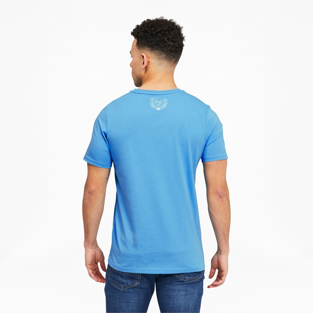 Puma Lightsense Box Logo Løbe T-shirt Herre Bleu Azur | 274950PLE