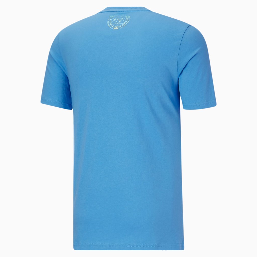 Puma Lightsense Box Logo Løbe T-shirt Herre Bleu Azur | 274950PLE