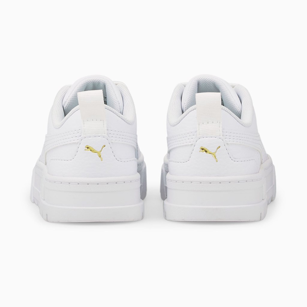 Puma Mayze Læder Little Sneakers Pige Hvide Guld | JX5286703