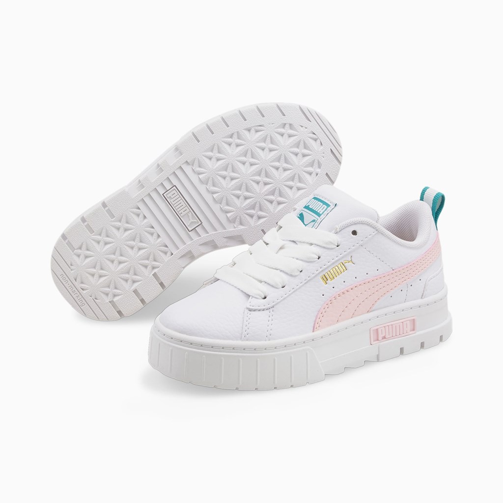 Puma Mayze Læder Little Sneakers Pige Hvide Lyserød | KT3275916