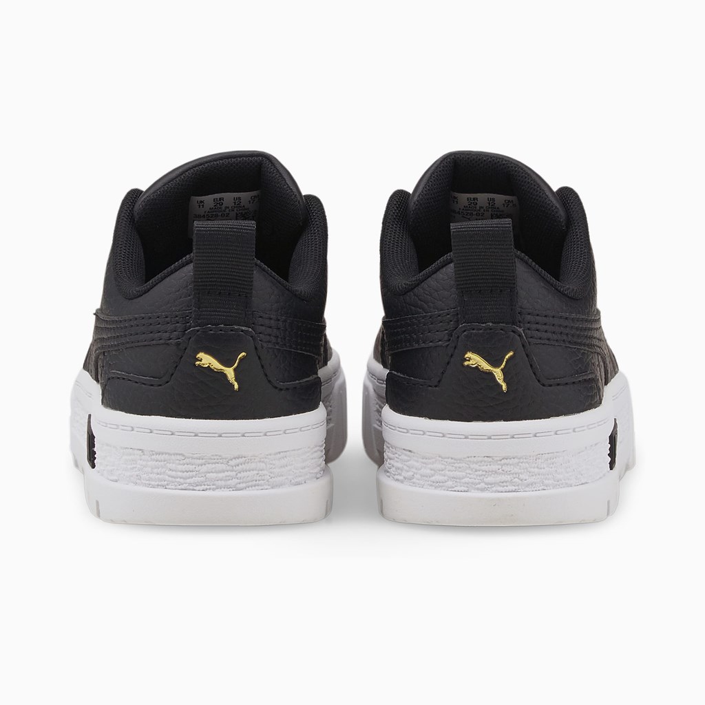 Puma Mayze Læder Little Sneakers Pige Sort Guld | KP1423890