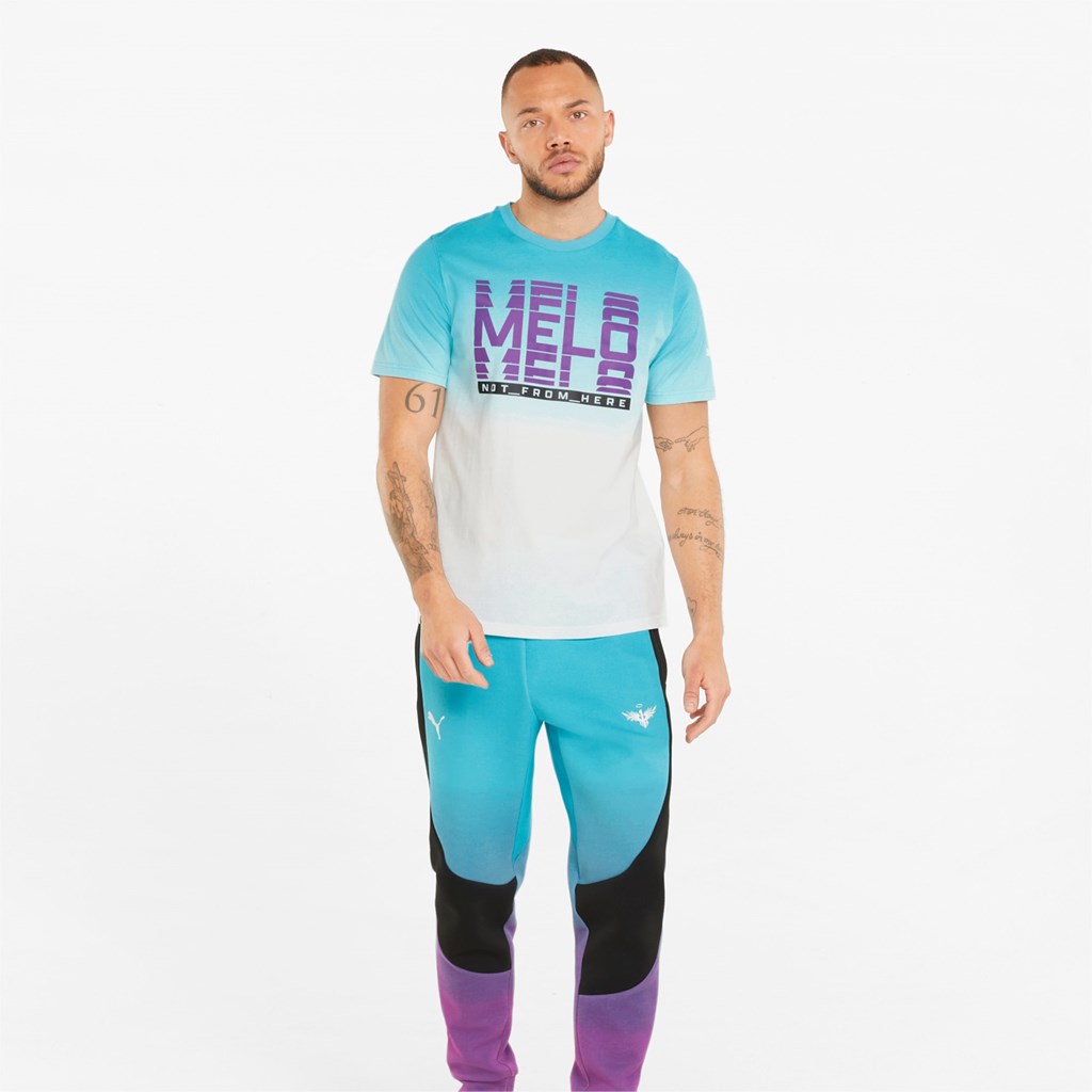 Puma Melo Fade Kort Sleeve Basketball Løbe T-shirt Herre Blå | 529461UTS