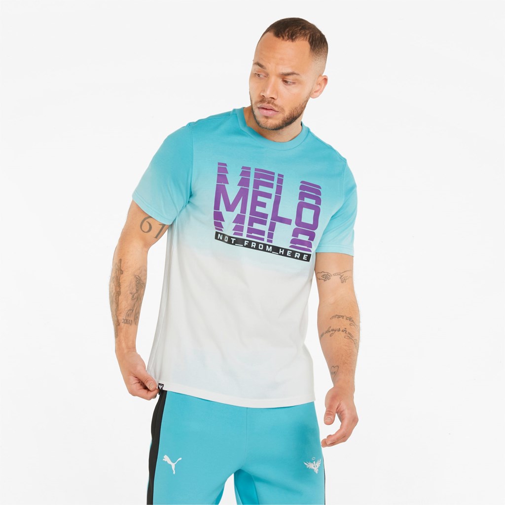 Puma Melo Fade Kort Sleeve Basketball Løbe T-shirt Herre Blå | 529461UTS