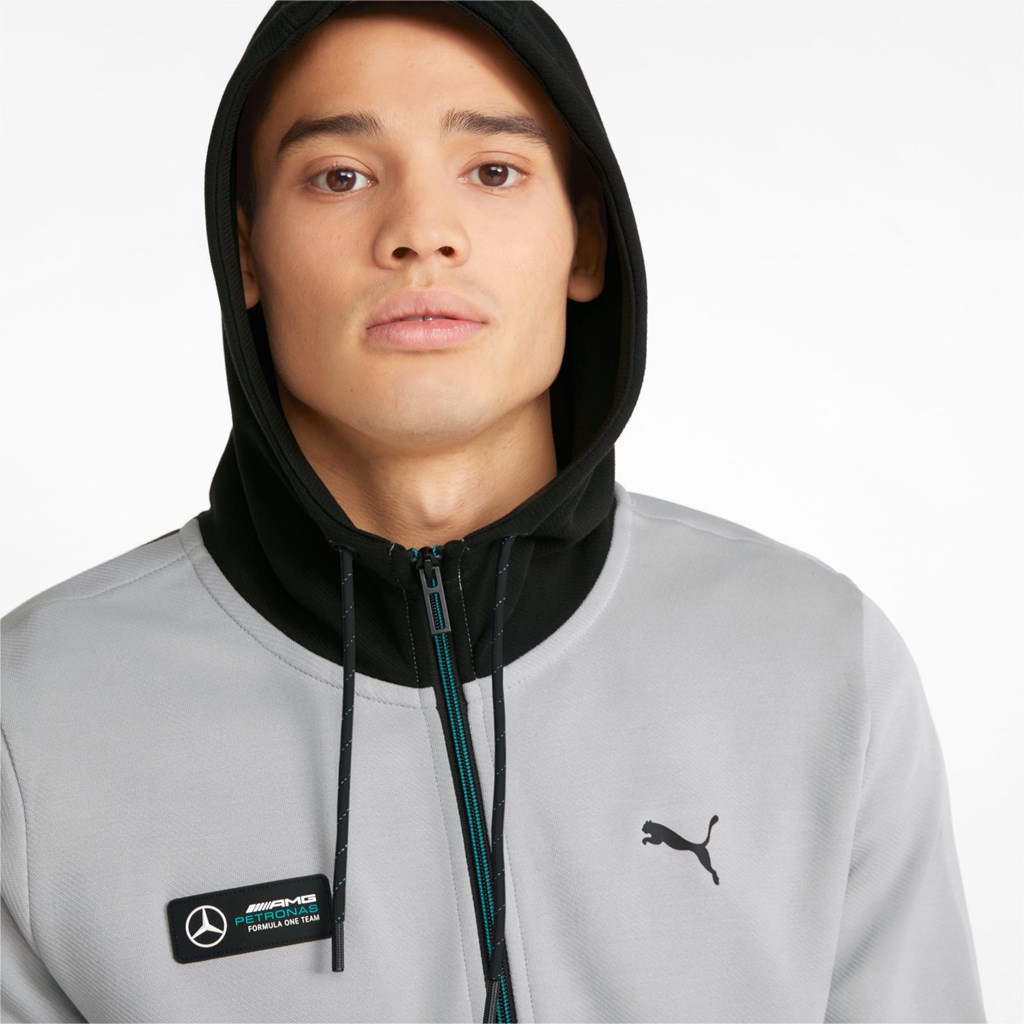 Puma Mercedes F1 Hætte Sweat Jakke Herre Sølv | 981752OPS