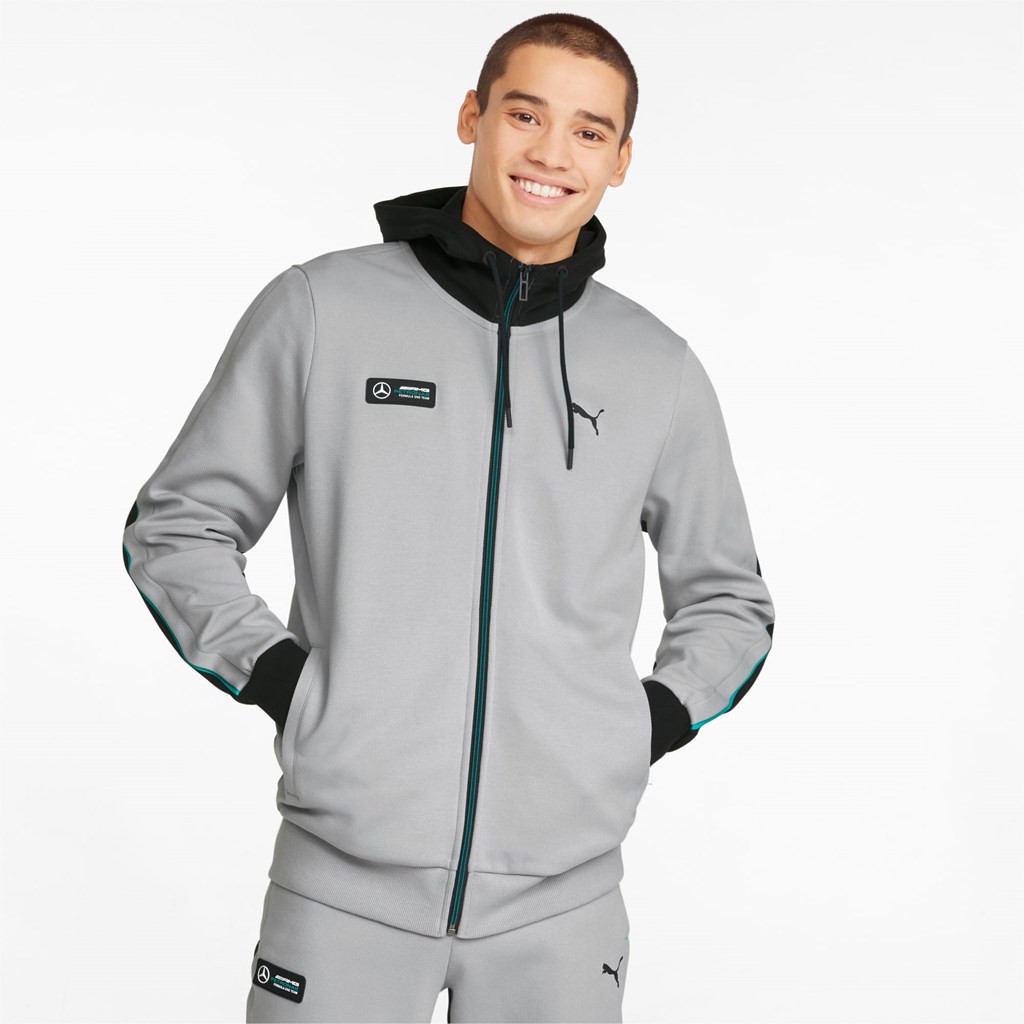 Puma Mercedes F1 Hætte Sweat Jakke Herre Sølv | 981752OPS