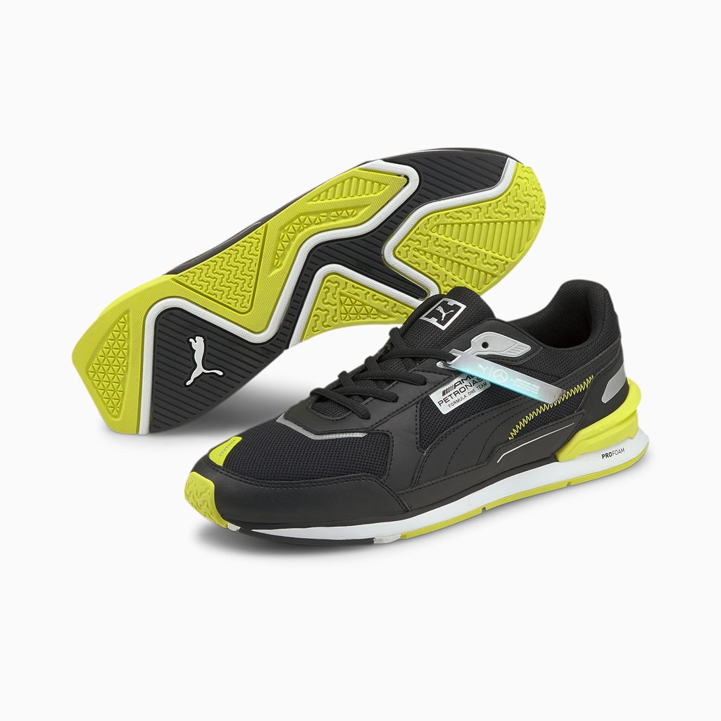 Puma Mercedes F1 Low Racer Racing Sko Herre Sort Gul Hvide | 319782GEK