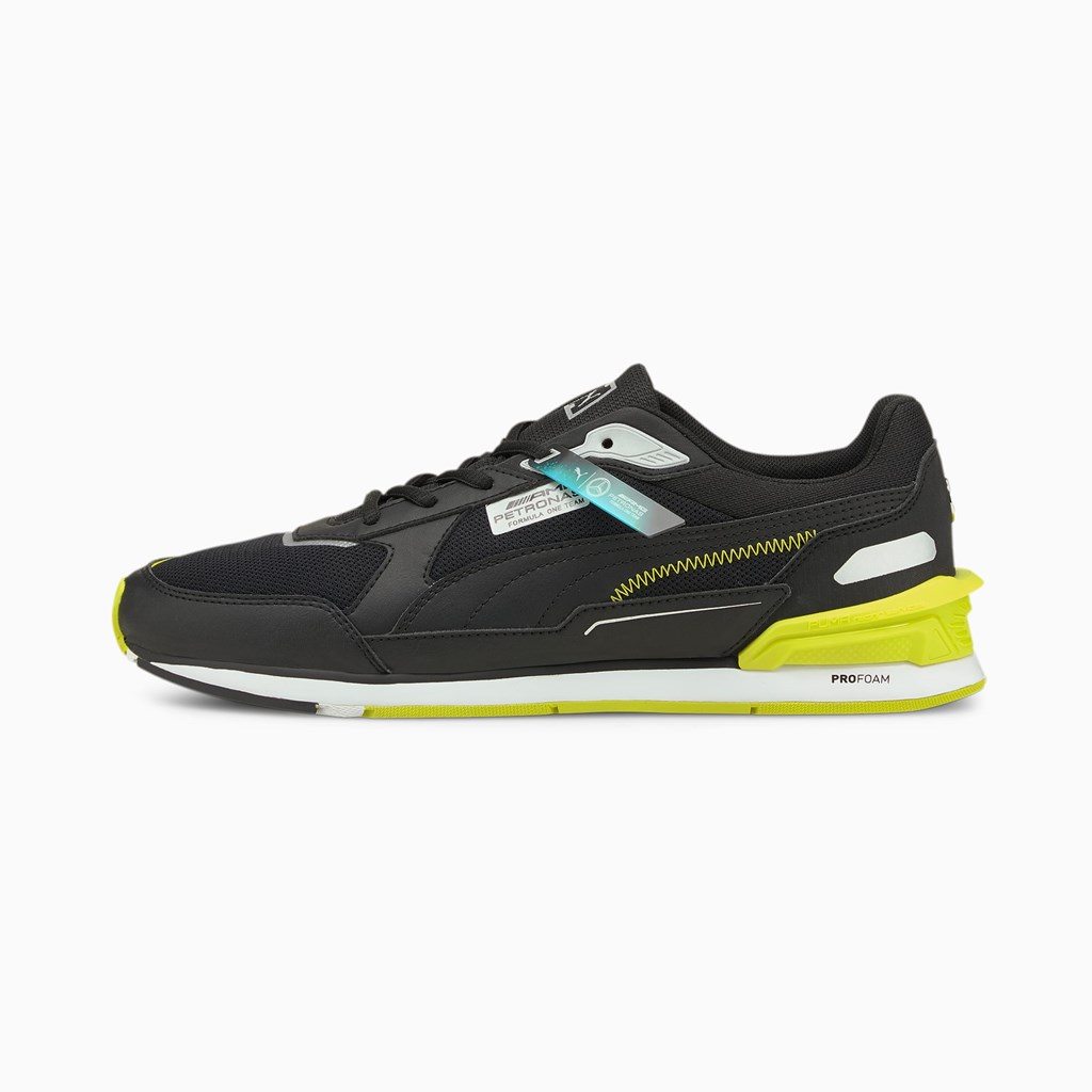 Puma Mercedes F1 Low Racer Racing Sko Herre Sort Gul Hvide | 319782GEK