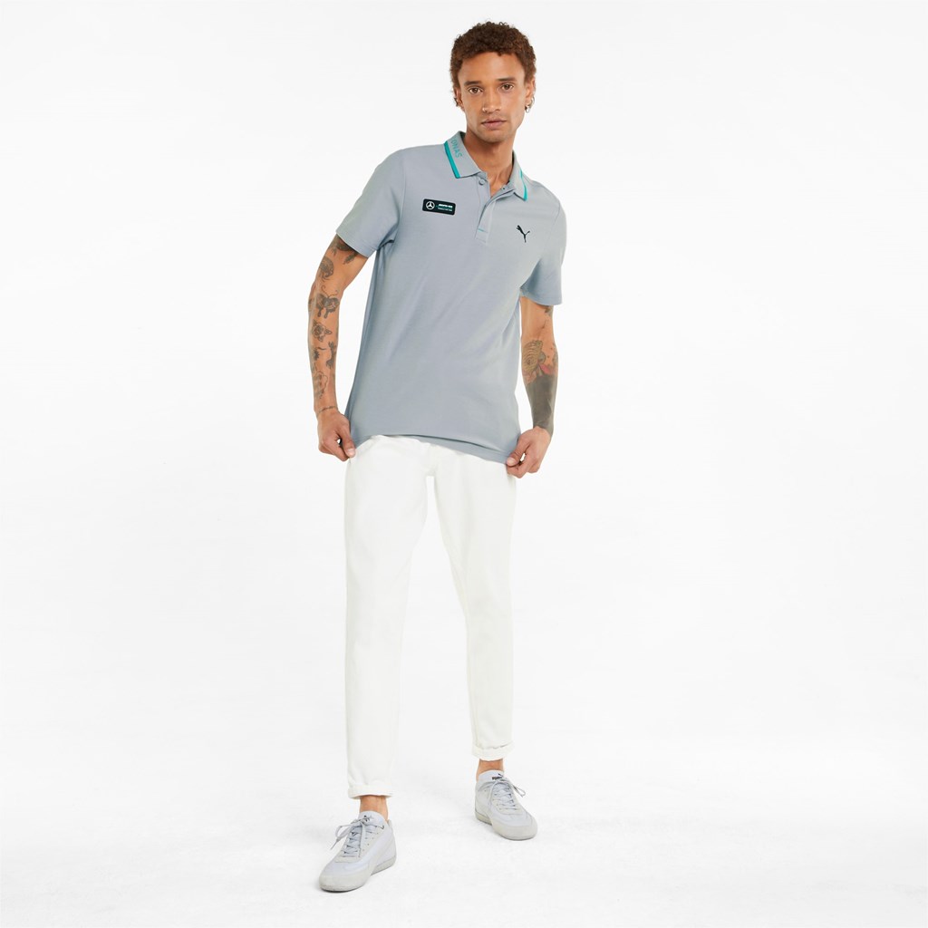 Puma Mercedes F1 Piqué Polo Shirt Herre Sølv | 879154ZHB