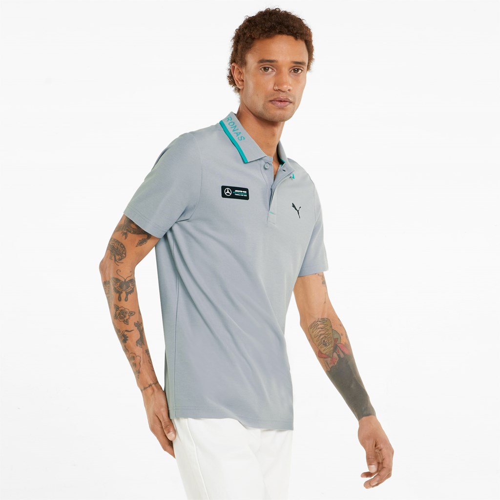 Puma Mercedes F1 Piqué Polo Shirt Herre Sølv | 879154ZHB