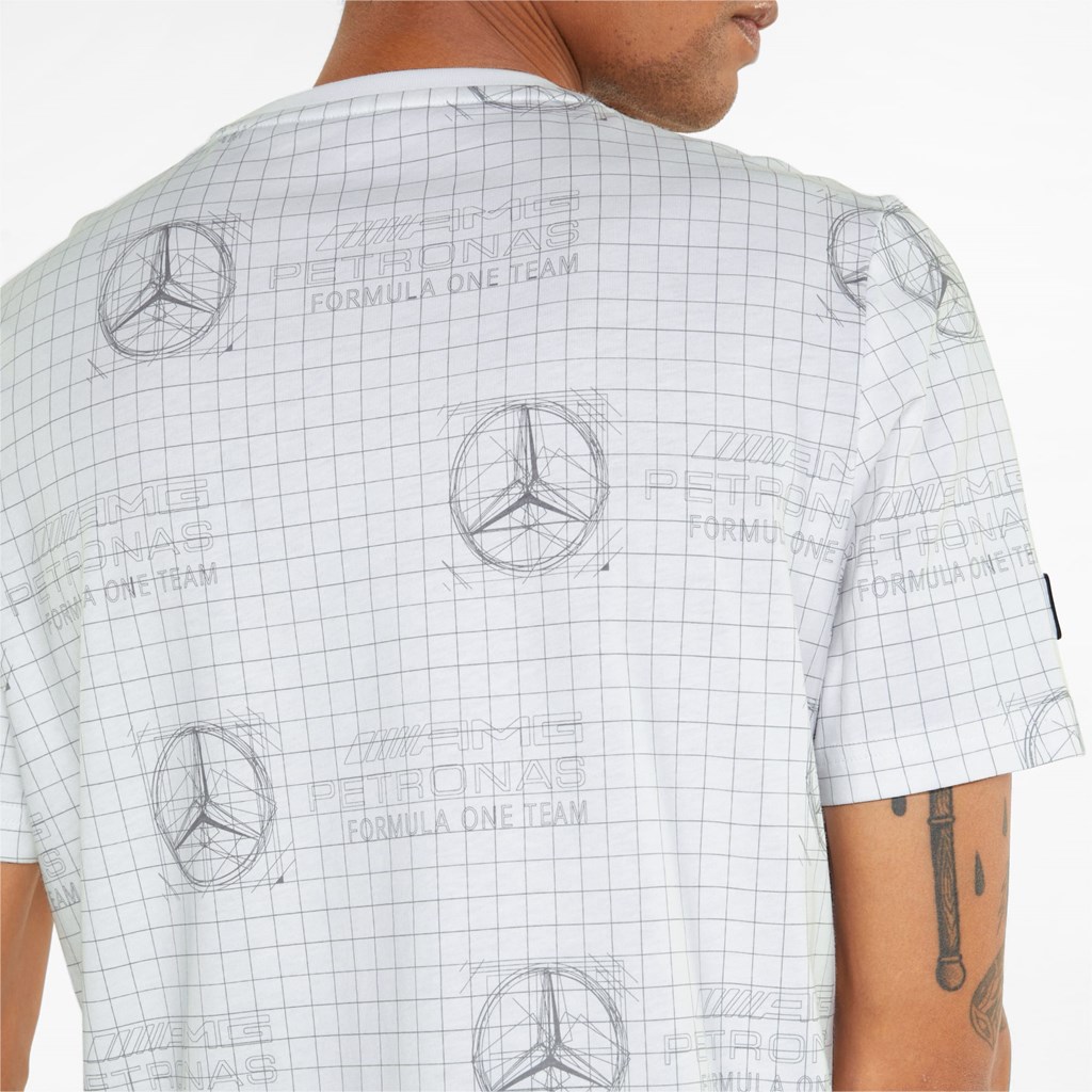 Puma Mercedes F1 Printed Logo Løbe T-shirt Herre Hvide | 740295YJL