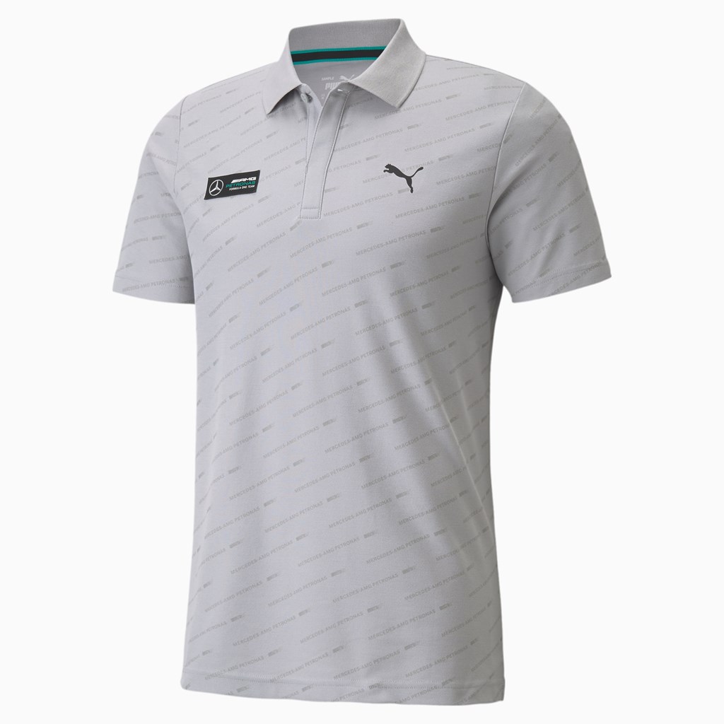 Puma Mercedes F1 Printed Polo Shirt Herre Sølv | 102956DMJ