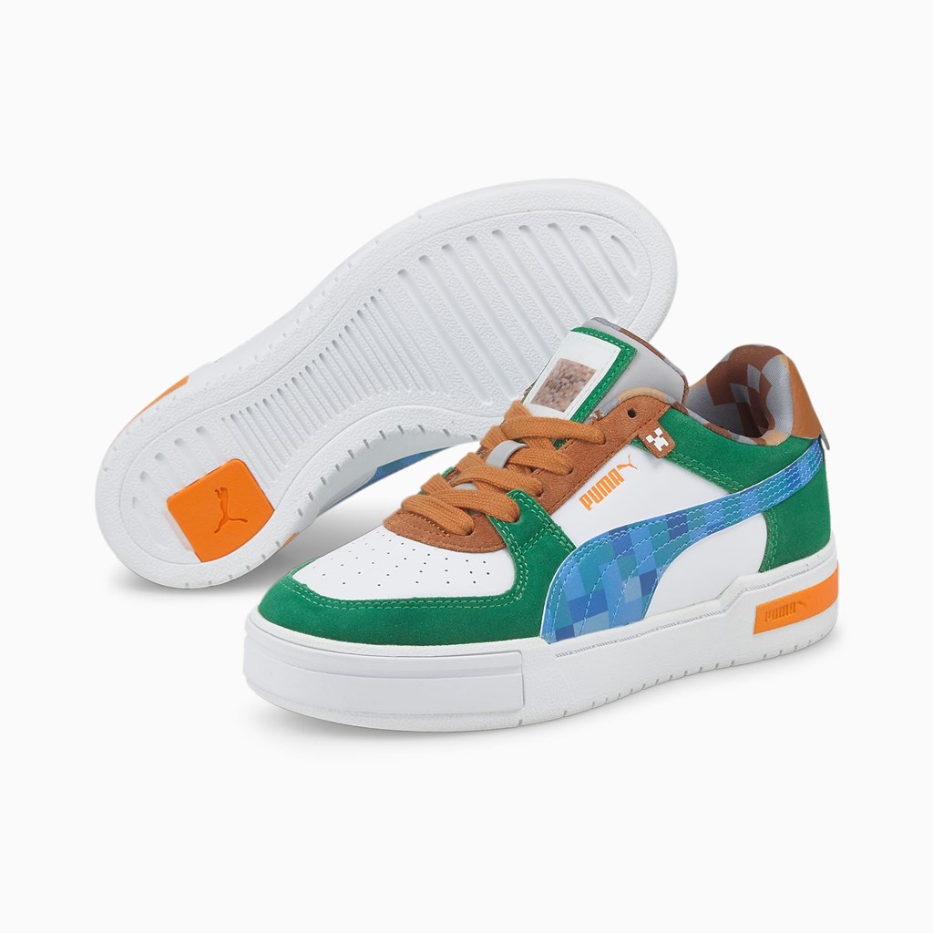 Puma Minecraft CA Pro JR Basketball Sko Drenge Hvide Grøn | 928314UEH