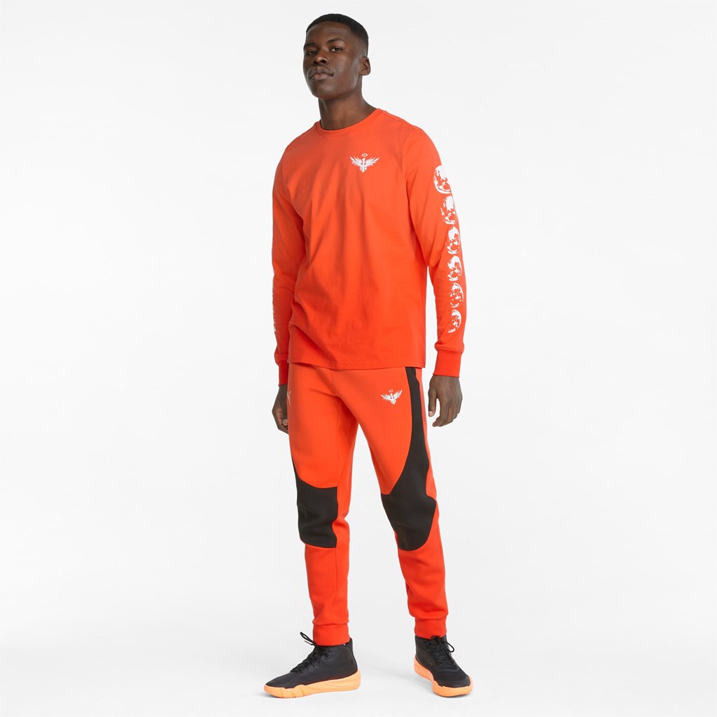 Puma Not From Here Long Sleeve Basketball Løbe T-shirt Herre Rød | 825397BSQ