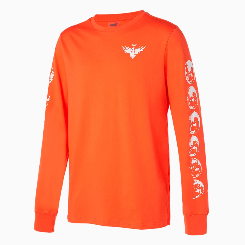 Puma Not From Here Long Sleeve Basketball Løbe T-shirt Herre Rød | 825397BSQ