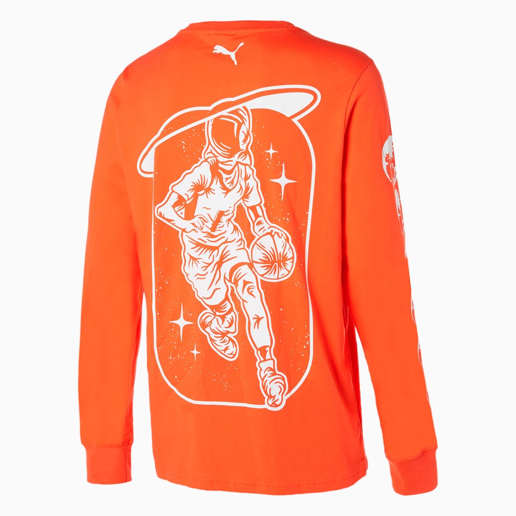 Puma Not From Here Long Sleeve Basketball Løbe T-shirt Herre Rød | 825397BSQ