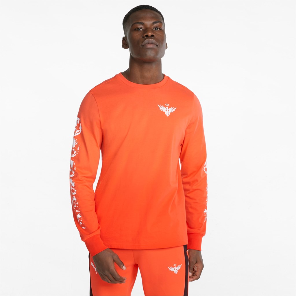 Puma Not From Here Long Sleeve Basketball Løbe T-shirt Herre Rød | 825397BSQ