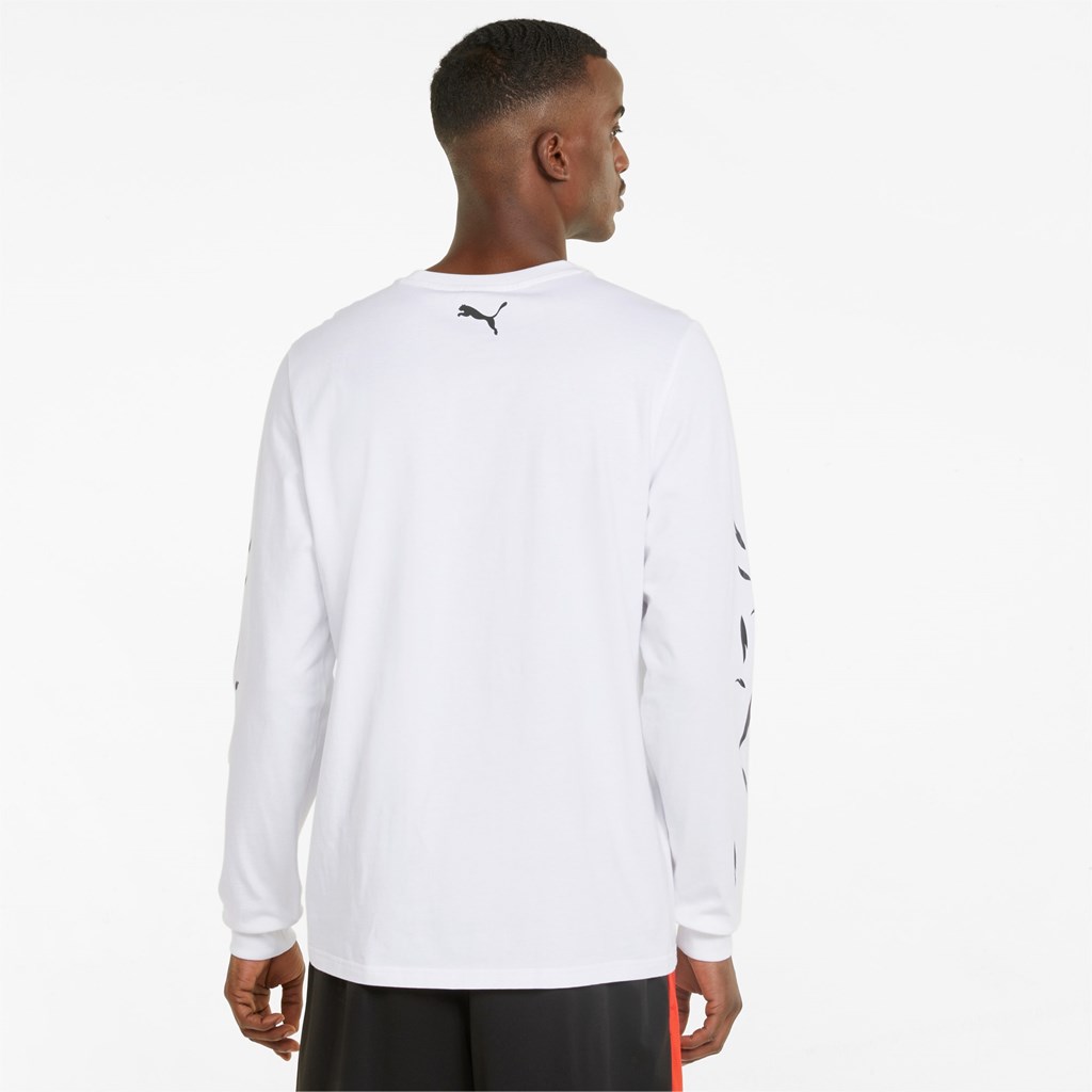 Puma One of One Long Sleeve Basketball Løbe T-shirt Herre Hvide | 801679ZHD