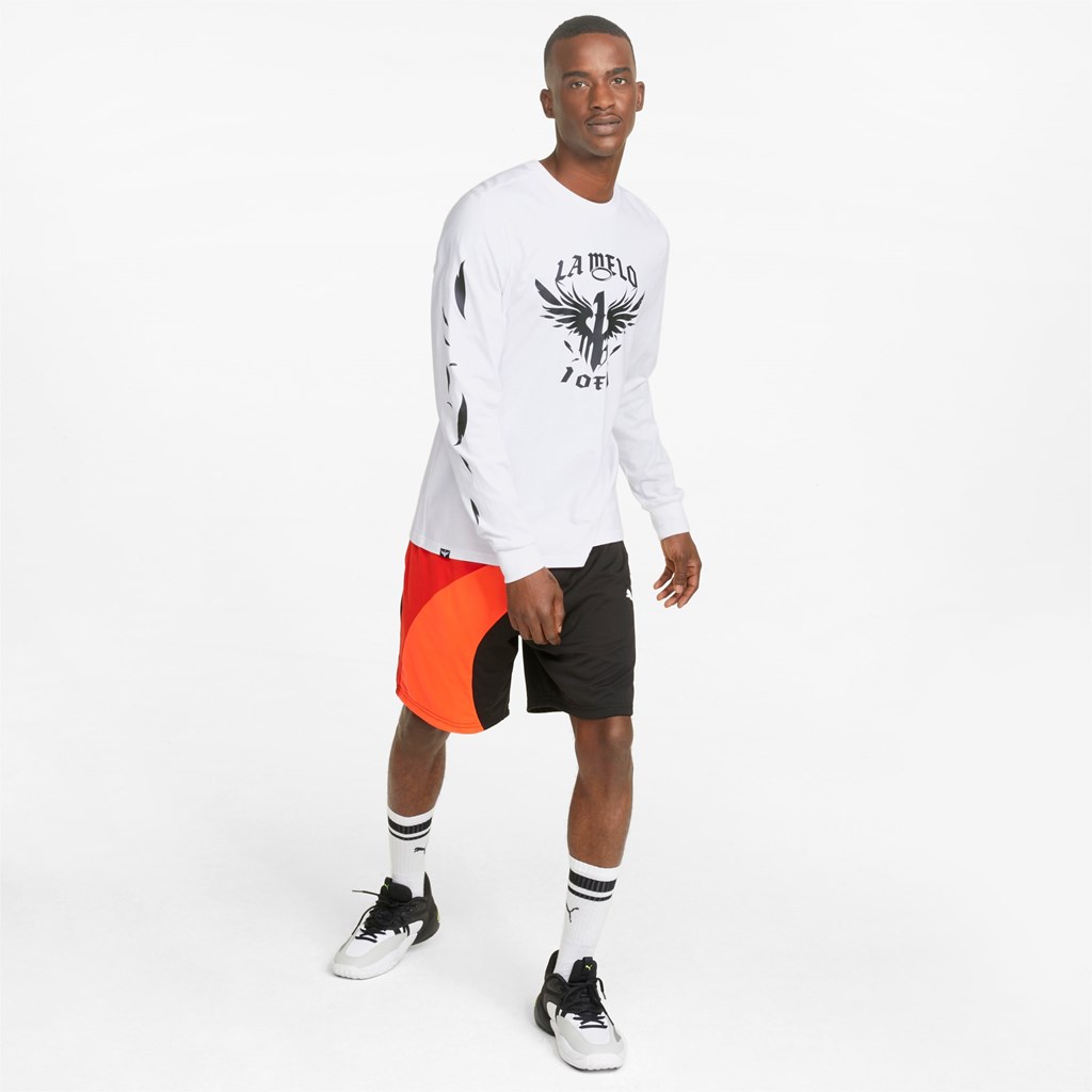 Puma One of One Long Sleeve Basketball Løbe T-shirt Herre Hvide | 801679ZHD