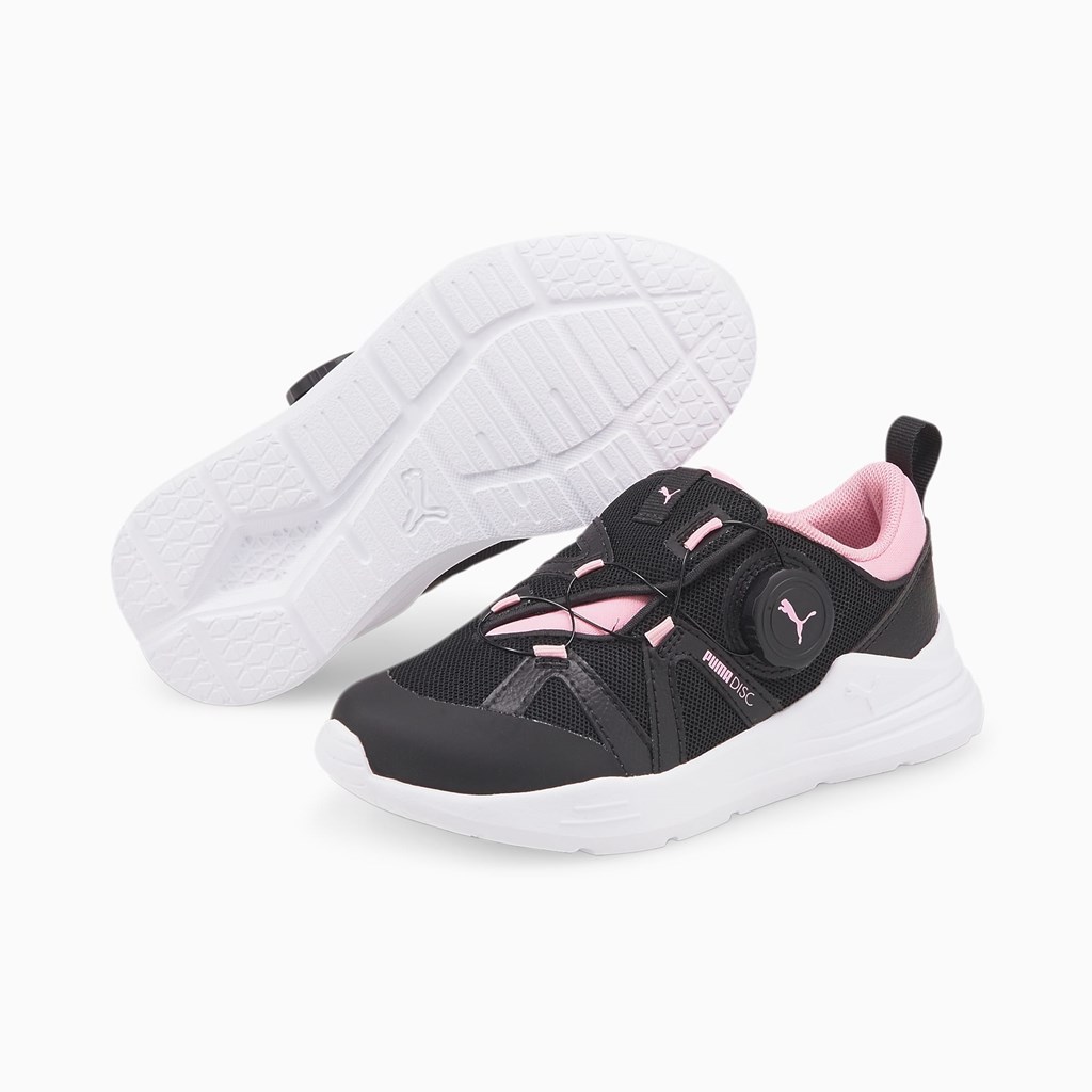 Puma PUMA Wired Run Disc Little Sneakers Drenge Sort Lyserød | 875412ISA