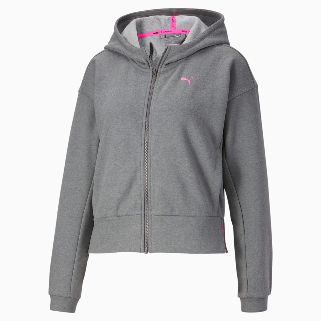 Puma PUMA x BARBELLS FOR BOOBS Zip Front Trænings Hættetrøje Dame Medium Gray Heather | 316804RKP