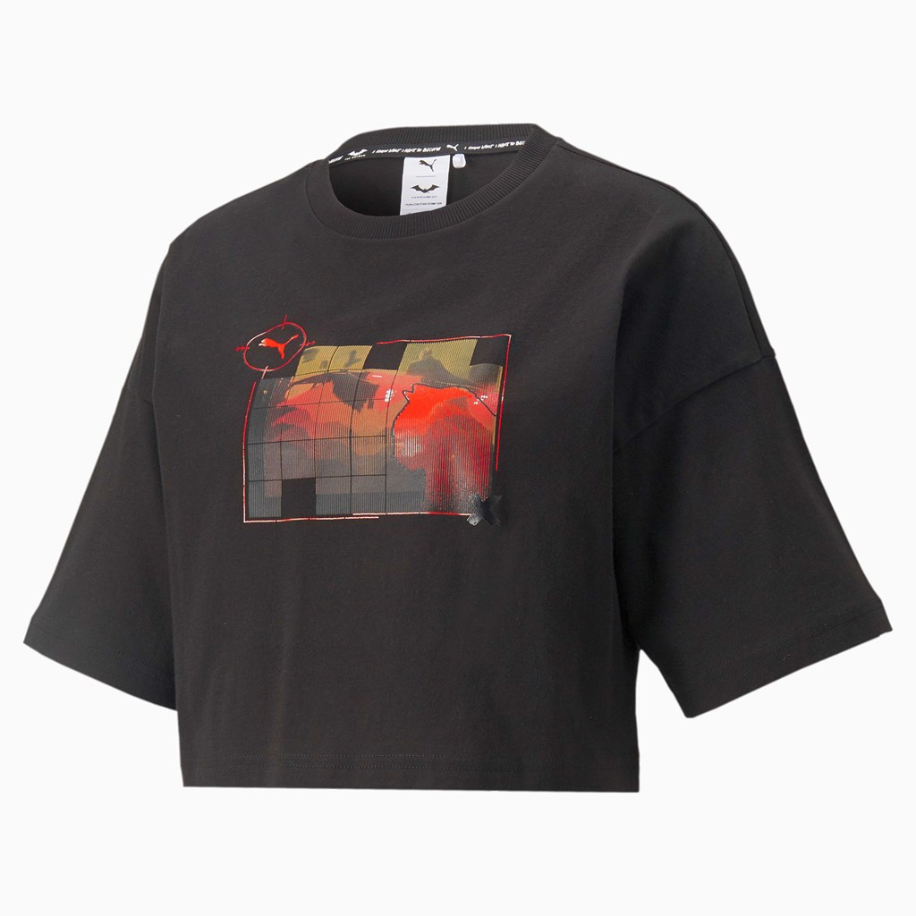 Puma PUMA x BATMAN Graphic Løbe T-shirt Dame Sort | 213860HNS