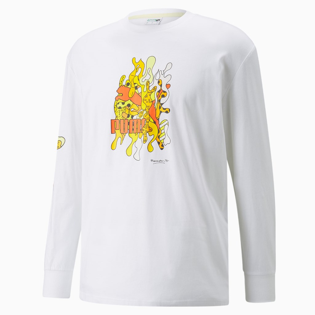 Puma PUMA x BRITTO Long Sleeve Løbe T-shirt Herre Hvide | 283059MCG