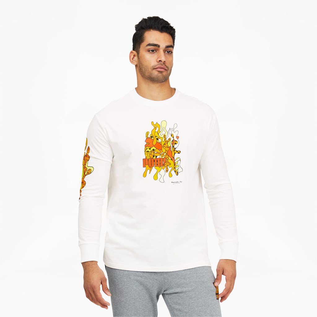 Puma PUMA x BRITTO Long Sleeve Løbe T-shirt Herre Hvide | 283059MCG