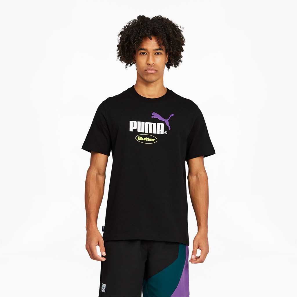 Puma PUMA x BUTTER GOODS Graphic Løbe T-shirt Herre Sort Grøn | 397084KTH