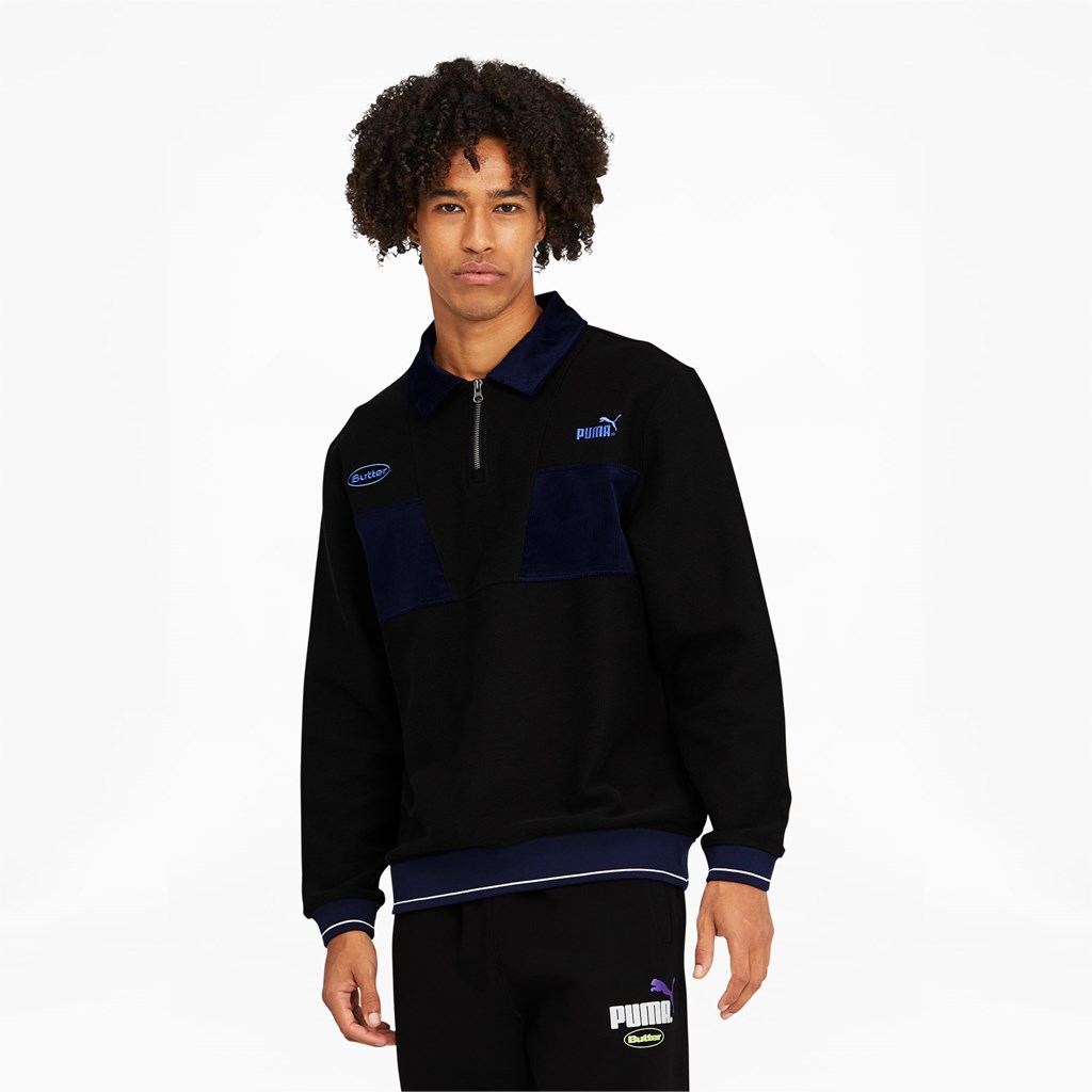 Puma PUMA x BUTTER GOODS Quarter-Zip Trøjer Herre Sort | ND5763408