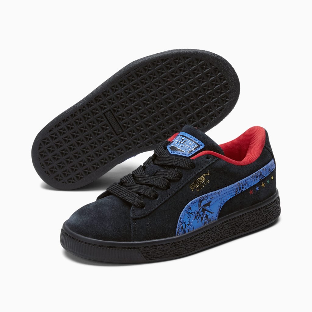 Puma PUMA x DC Justice League Suede Little Sneakers Pige Sort | XN5417902