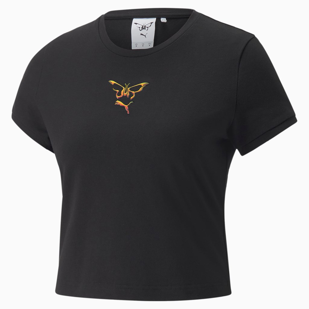 Puma PUMA x DUA LIPA Slim Løbe T-shirt Dame Sort | 380159OGY