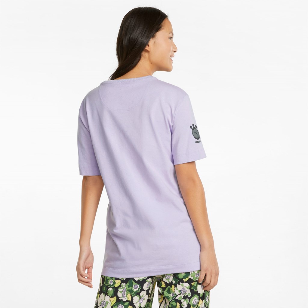 Puma PUMA x LIBERTY Badge Løbe T-shirt Dame Pastel Lilac | 152394XZS