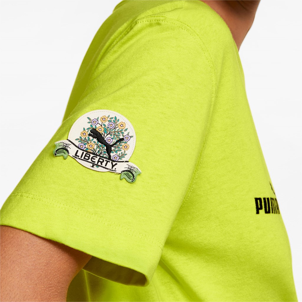 Puma PUMA x LIBERTY Badge Løbe T-shirt Dame Sulphur Spring | 794012YPB