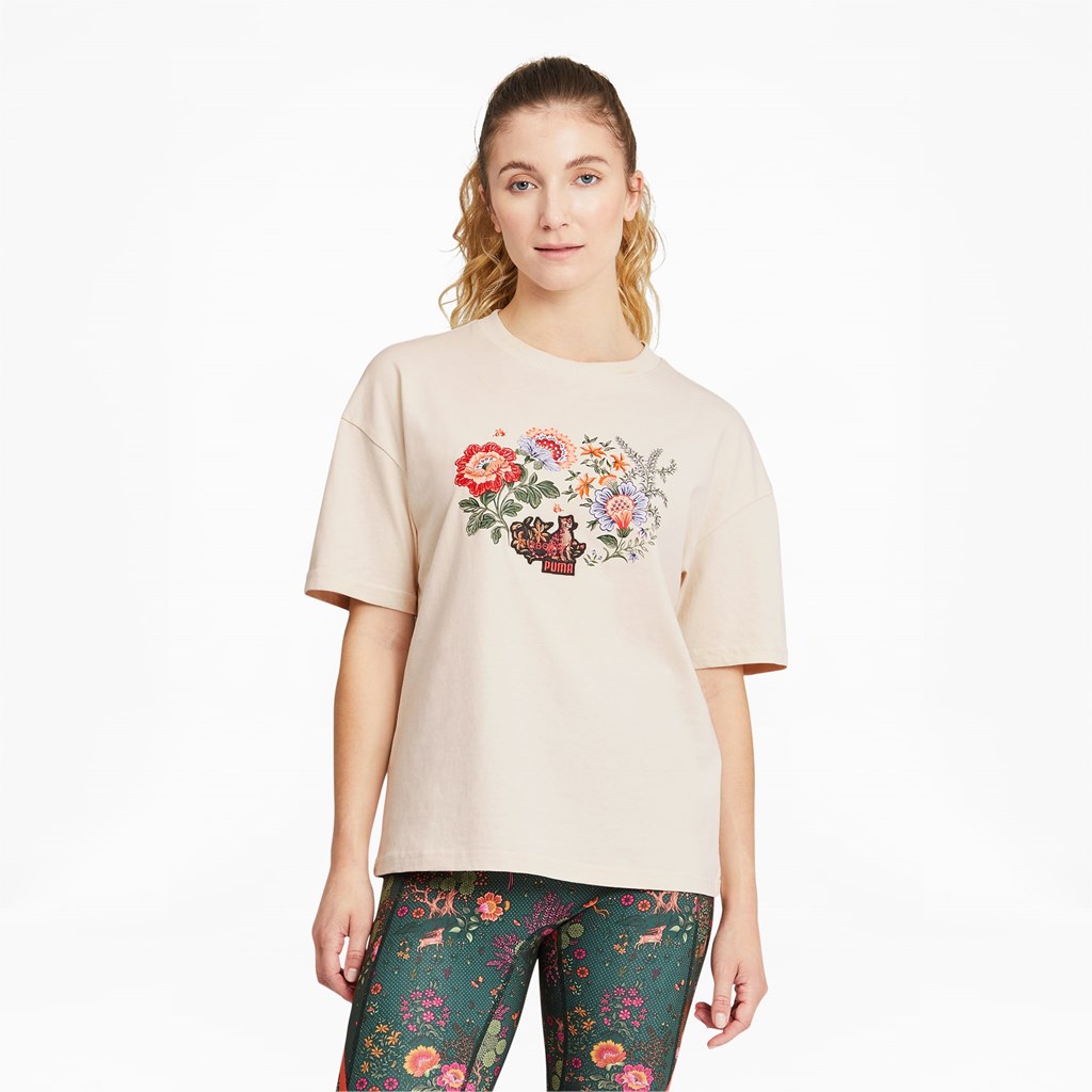 Puma PUMA x LIBERTY Graphic Løbe T-shirt Dame Birch | 769083CAK