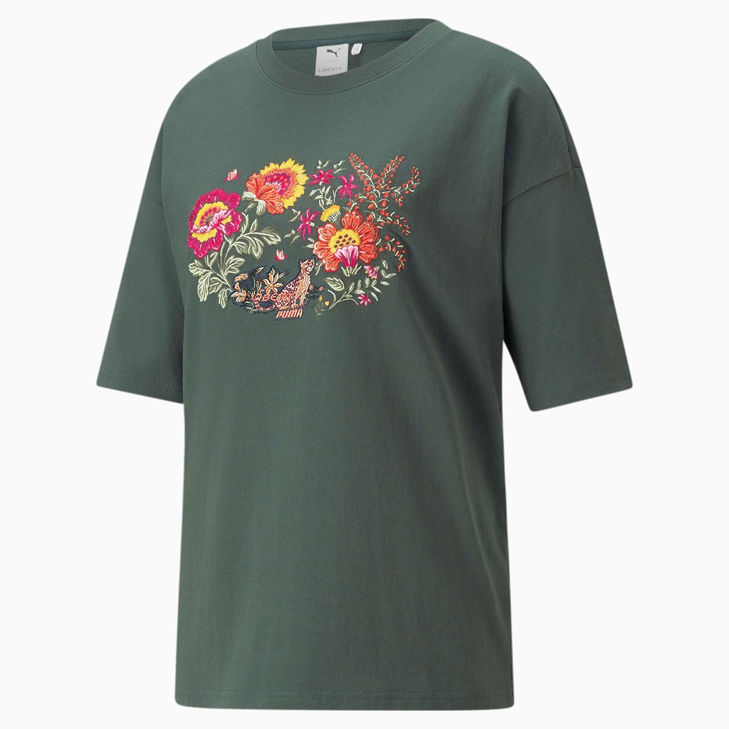 Puma PUMA x LIBERTY Graphic Løbe T-shirt Dame Grøn | 794065KDC