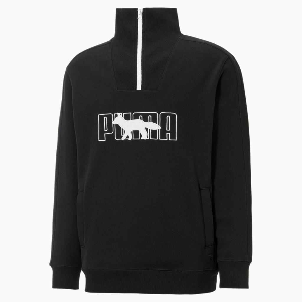 Puma PUMA x MAISON KITSUNE Half-Zip Sweatshirt Herre Sort | SP3897126