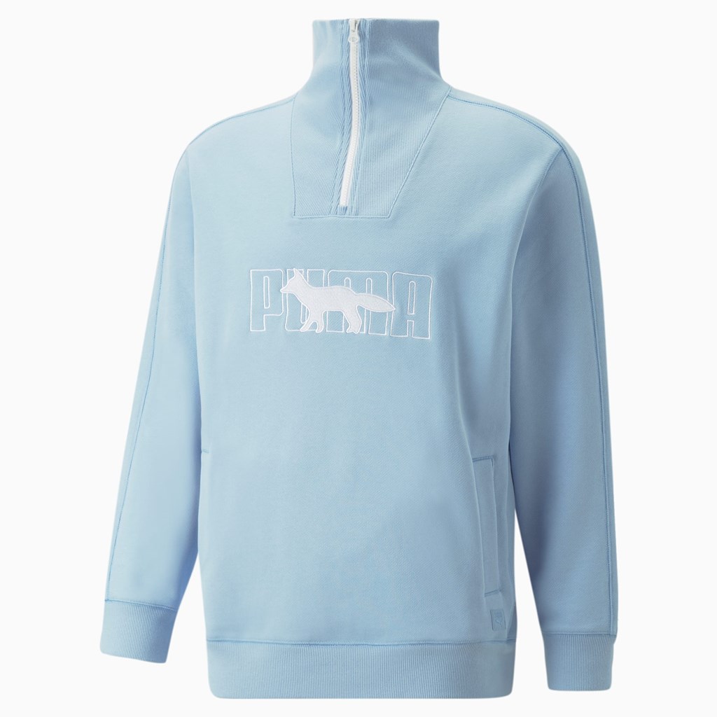 Puma PUMA x MAISON KITSUNE Half-Zip Sweatshirt Herre Blå | TJ3051987