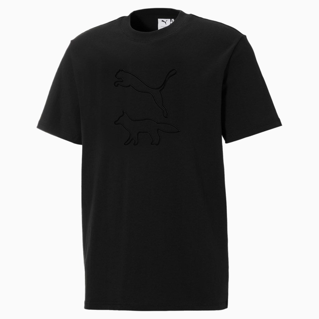 Puma PUMA x MAISON KITSUNE Løbe T-shirt Herre Sort | 321764RHO