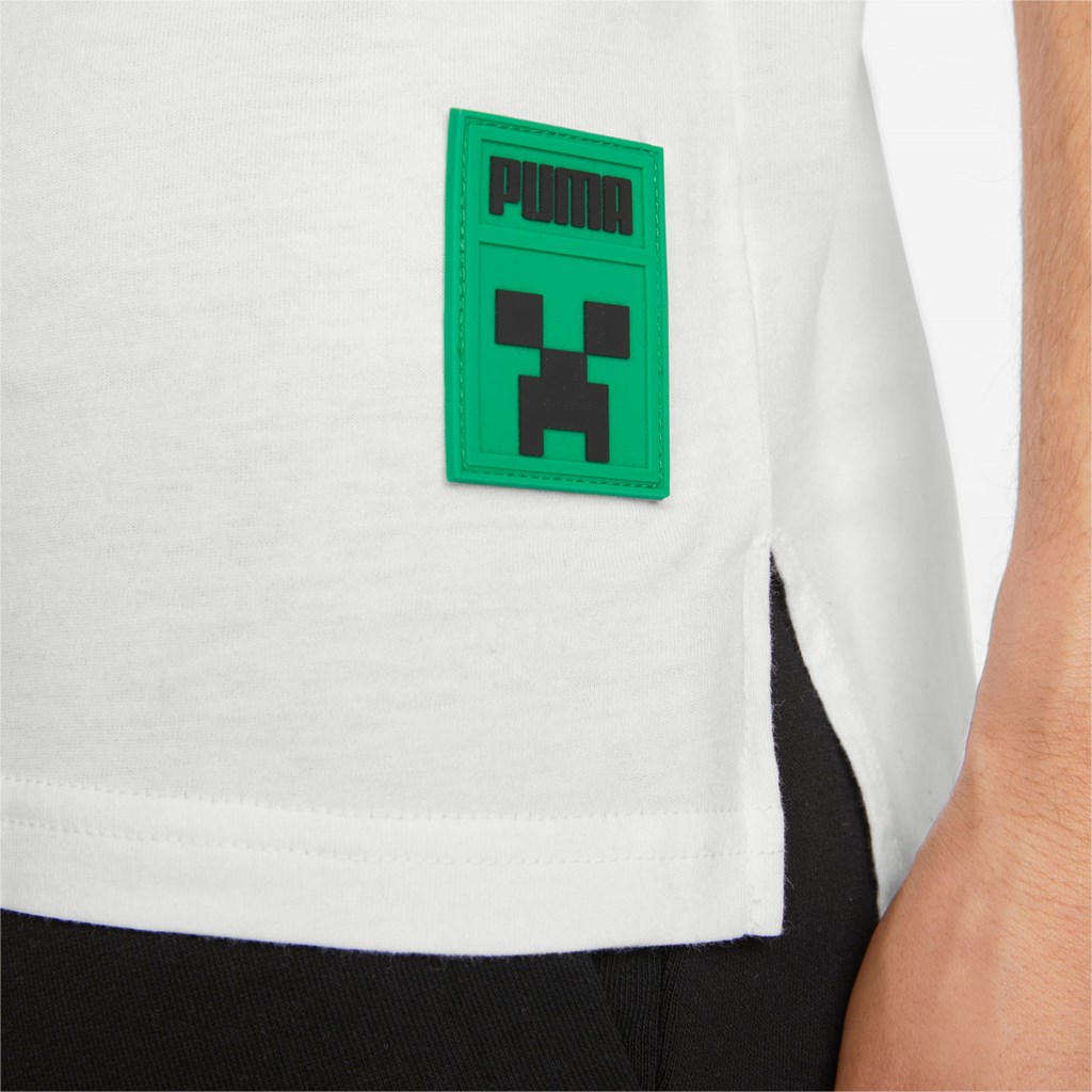 Puma PUMA x MINECRAFT Graphic Løbe T-shirt Herre Hvide | 158290TWS