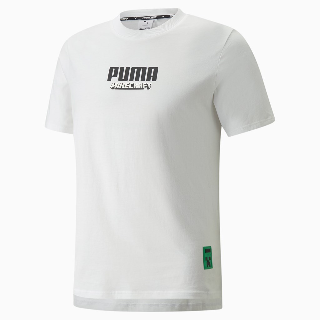 Puma PUMA x MINECRAFT Graphic Løbe T-shirt Herre Hvide | 158290TWS