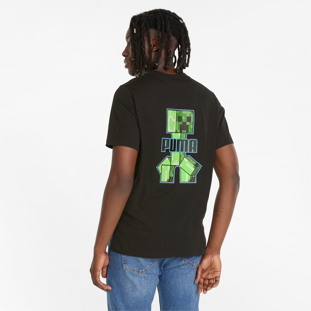 Puma PUMA x MINECRAFT Graphic Løbe T-shirt Herre Sort | 938502BQW