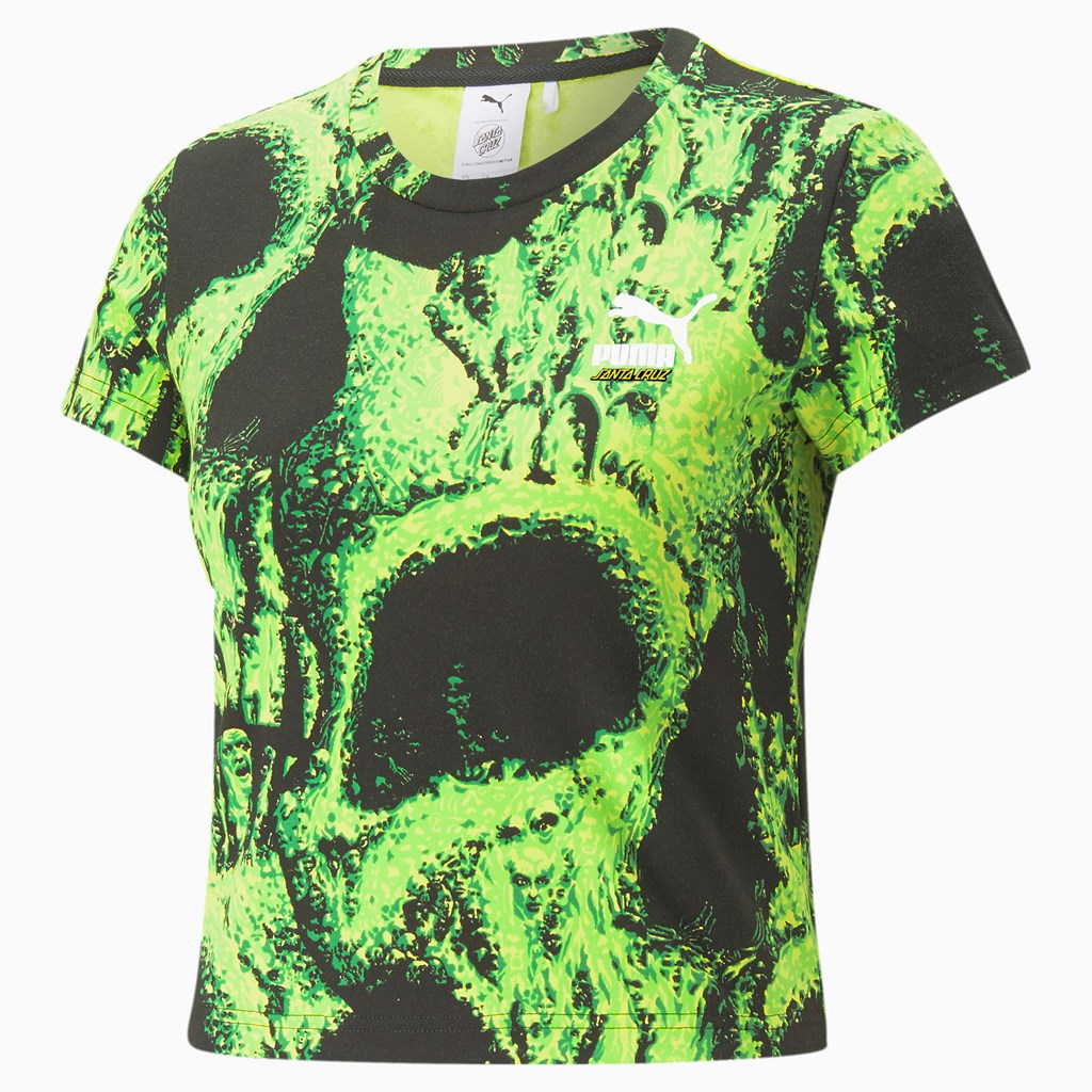 Puma PUMA x SANTA CRUZ Printed Crop Toppe Dame Hvide | WC4198537