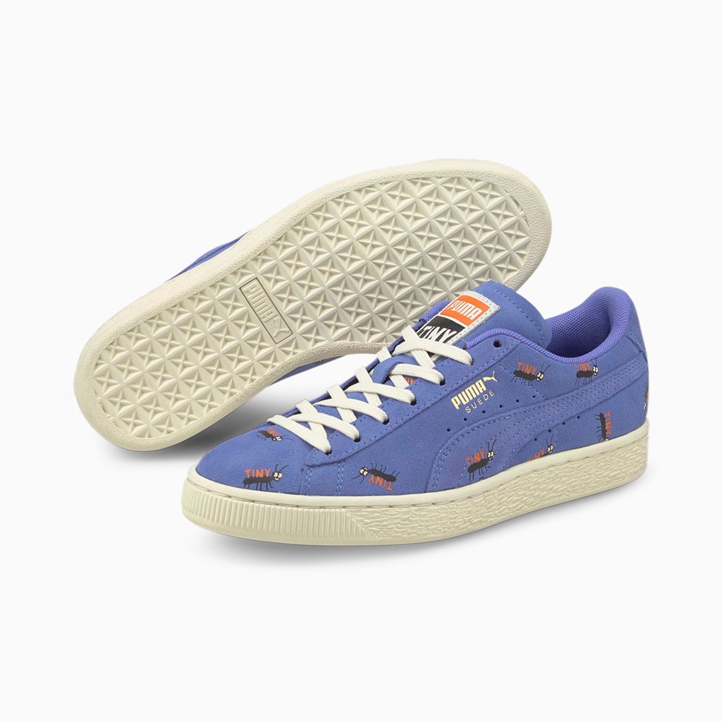 Puma PUMA x TINYCOTTONS Suede JR Sneakers Drenge Blå Hvide | 571069AVY